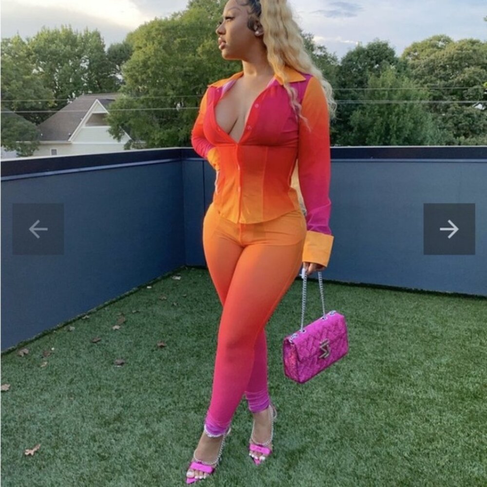 Shane Justin Vibrant Pink and Orange Women's Jumpsuit